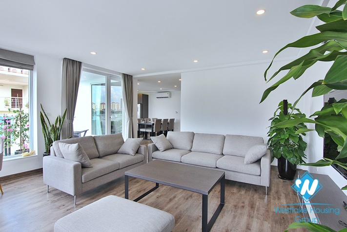 Lake view apartment with 3 bedrooms for rent on To Ngoc Van st, Tay Ho District 